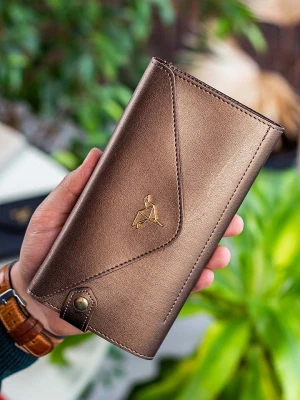 BAGmori Skórzany portfel w kolorze jasnobrązowym - 20 x 10 x 3 cm rozmiar: onesize