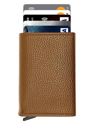 BAGmori Skórzany portfel w kolorze jasnobrązowym - 9 x 6 x 2 cm rozmiar: onesize