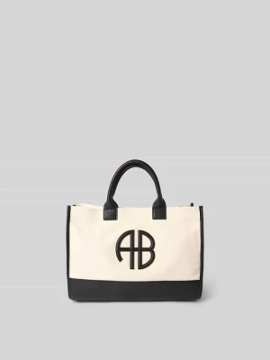 Bags typu Tote z Detal z logo Anine Bing Beżowy