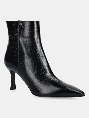 Baldinini botki skórzane damskie kolor czarny na szpilce D6B122P7COCC