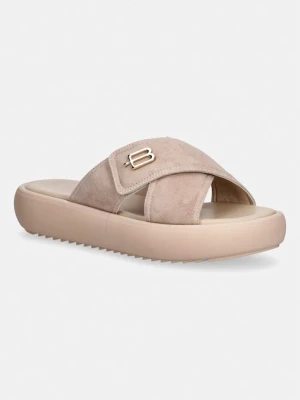 Baldinini klapki na platformie damskie zamszowe