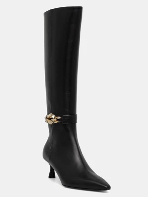 Baldinini kozaki skórzane damskie kolor czarny na szpilce D6B050P5VITE