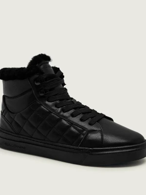 Baldinini Ocieplane Skórzane sneakersy | shearling czarny
