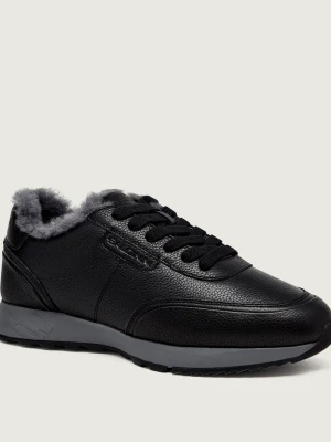 Baldinini Skórzane sneakersy | shearling czarny