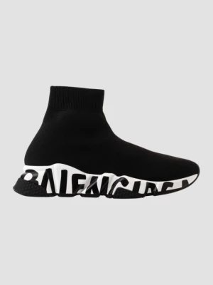 BALENCIAGA Czarne buty SPEED LT GRAFFITI SNEAKERS, Rozmiar 39