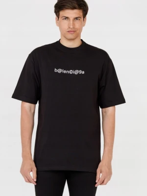 BALENCIAGA Męski czarny t-shirt z białym logo, Rozmiar XS