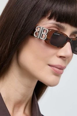 Balenciaga okulary przeciwsłoneczne damskie kolor brązowy BB0096S