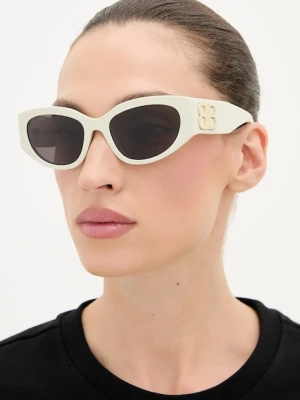 Balenciaga okulary przeciwsłoneczne damskie kolor beżowy BB0324SK