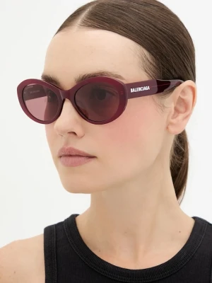 Balenciaga okulary przeciwsłoneczne damskie kolor bordowy BB0446S