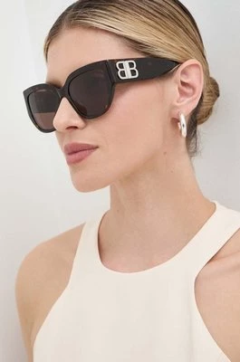 Balenciaga okulary przeciwsłoneczne damskie kolor brązowy BB0323SK