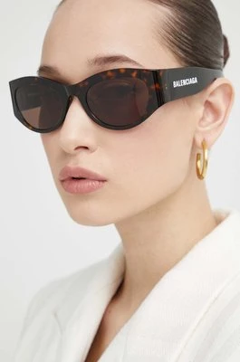 Balenciaga okulary przeciwsłoneczne damskie kolor brązowy BB0330SK
