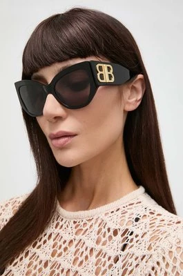 Balenciaga okulary przeciwsłoneczne damskie kolor czarny BB0322S
