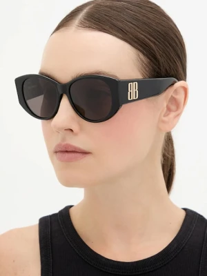Balenciaga okulary przeciwsłoneczne damskie kolor czarny BB0455S