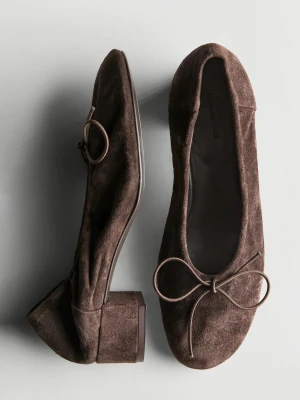 Balerinki Na Obcasie - Brązowy - - Massimo Dutti - Kobieta