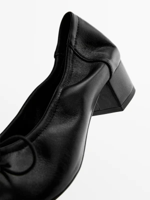 Balerinki Na Obcasie - Czarny - Massimo Dutti - Female