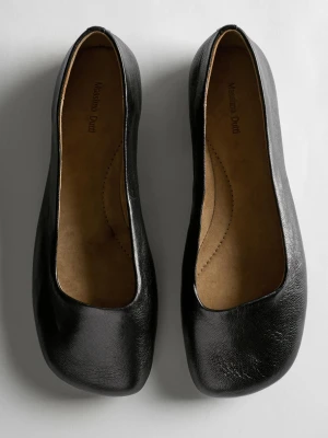 Balerinki Skórzane Z Kwadratowym Noskiem - Czarny - Massimo Dutti - Female