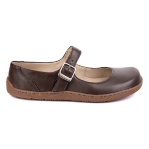 Baleriny barefoot damskie Olivier 1286 – skórzane buty z klamerką brązowe