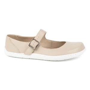 Baleriny barefoot damskie Olivier 1286 – skórzane buty z klamerką do codziennych i eleganckich stylizacji beżowe beżowy