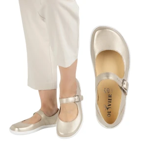 Baleriny barefoot damskie Olivier 1286 – skórzane buty z klamerką złote złoty