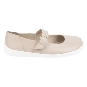 Baleriny barefoot damskie Olivier 1770POL skórzane buty z klamerką beżowe beżowy