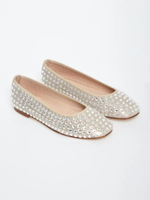 Baleriny skórzane z cyrkoniami CESARE CASADEI