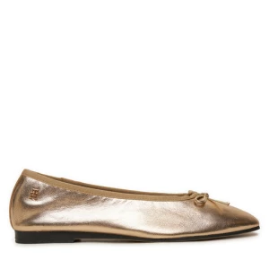 Baleriny Tommy Hilfiger Ballerina Soft Leather Metallic FW0FW08452 Złoty