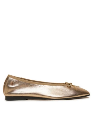 Baleriny Tommy Hilfiger Ballerina Soft Leather Metallic FW0FW08452 Złoty