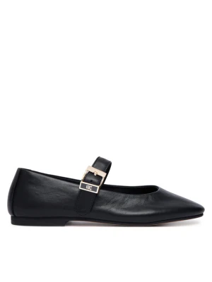 Baleriny Tommy Hilfiger Buckle Leather Ballerina FW0FW09684 Czarny