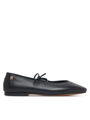 Baleriny Tommy Hilfiger Lace-Up Leather Ballerina FW0FW09542 Czarny