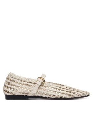 Baleriny Tommy Hilfiger Mary Jane Ballerinas FW0FW09244 Kremowy