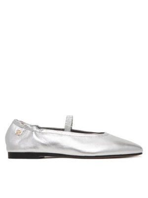 Baleriny Tommy Hilfiger Silver Lth Ellastic Ballerina FW0FW09466 Srebrny