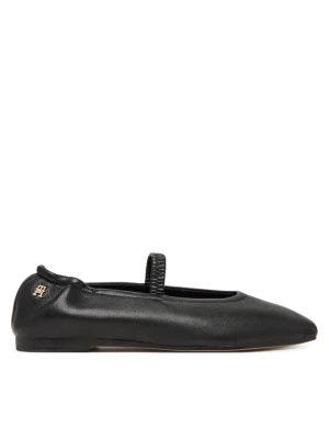 Baleriny Tommy Hilfiger Soft Leather Ellastic Ballerina FW0FW09245 Czarny