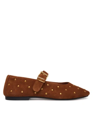 Baleriny Tommy Hilfiger Th Buckle Suede Stud Ballerina FW0FW09666 Brązowy