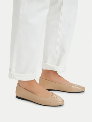Baleriny Tommy Hilfiger Th Plate FW0FW09374 Beżowy