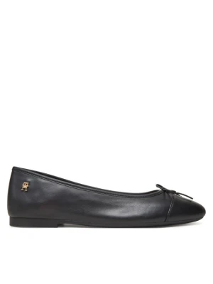 Baleriny Tommy Hilfiger Toe Cap Leather Ballerina FW0FW08759 Czarny
