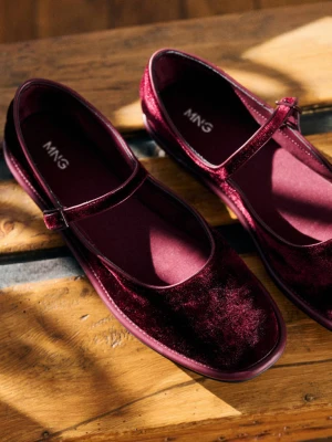 Baleriny z aksamitu z klamrą burgund - Teen - MANGO TEEN