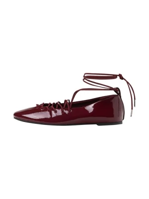 Baleriny z cholewką Stradivarius ciemnoczerwony
