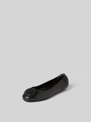 baleriny z detalem z logo Tory Burch Czarny
