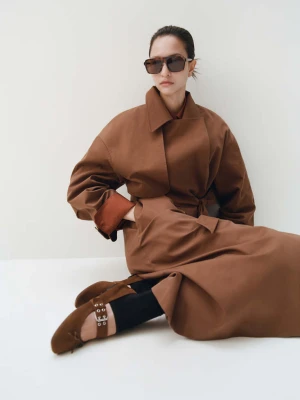 Baleriny z dwoiny z klamerką czekoladowy - Kobieta - - MANGO