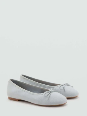 Baleriny z lnu z kokardą turkusowy - Dzieci - - MANGO KIDS