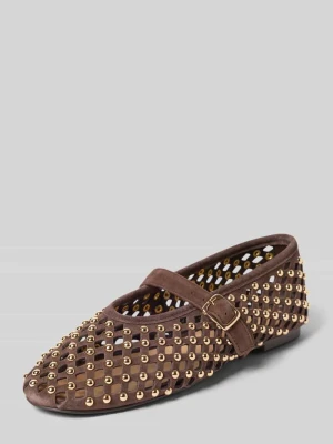 baleriny z naturalnej skóry obszycie nitami Inuovo