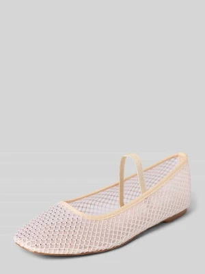 baleriny z obszyciem z kamieni stras i paseczkami Bianco