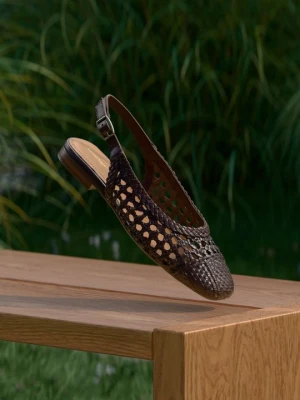 Baleriny z odkrytą piętą Copenhagen Shoes ciemnobrązowy