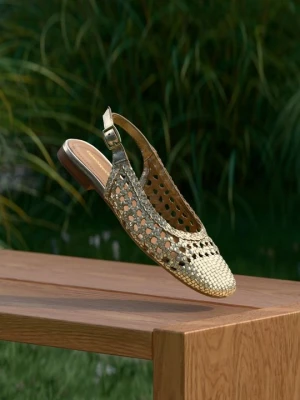 Baleriny z odkrytą piętą Copenhagen Shoes złoty