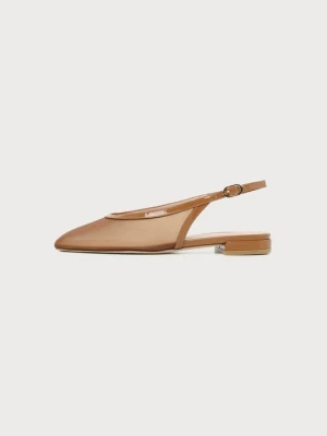 Baleriny z odkrytą piętą Stuart Weitzman tan