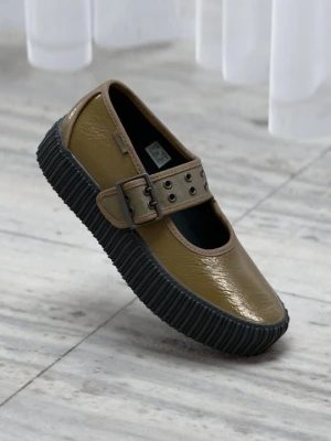 Baleriny z zapięciem Vans khaki