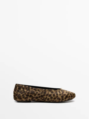Baleriny Ze Skóry I Futra, Zwierzęcy Wzór - Panterka - Massimo Dutti - Female