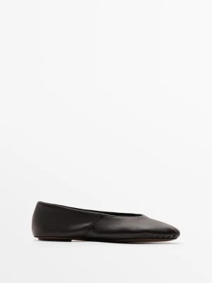 Baleriny Ze Skóry Soft - Brązowy - Massimo Dutti - Female