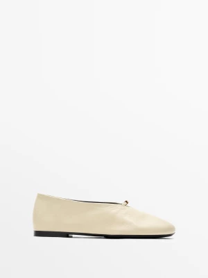 Baleriny Ze Skóry Soft - Ecru - Massimo Dutti - Female