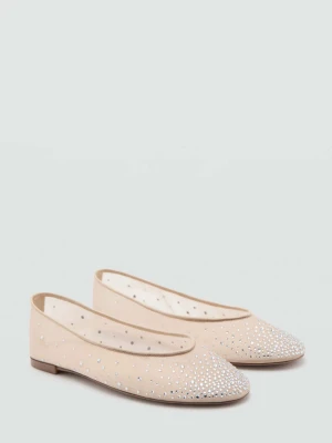 Baleriny ze strasem cielisty - Kobieta - - MANGO